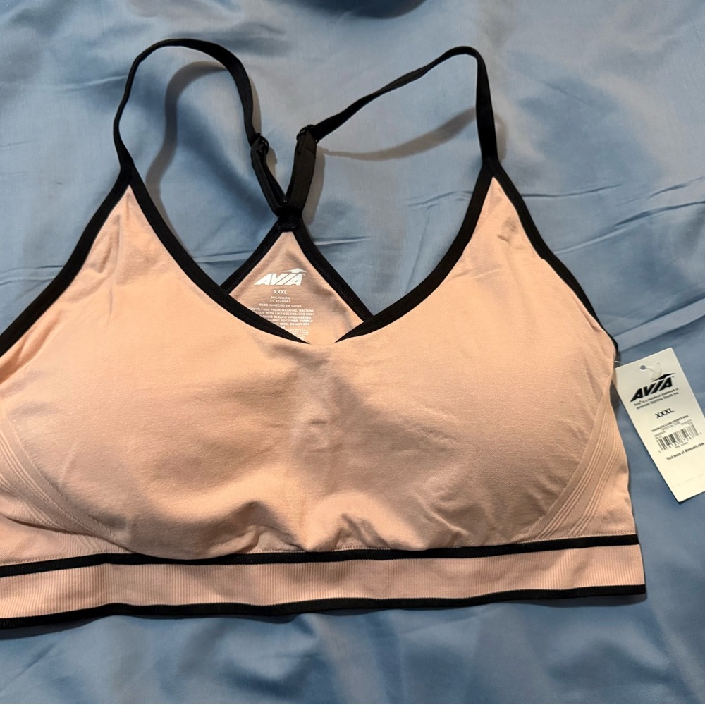 NWT Avia Women's Blush & Black Sports Bra 3x